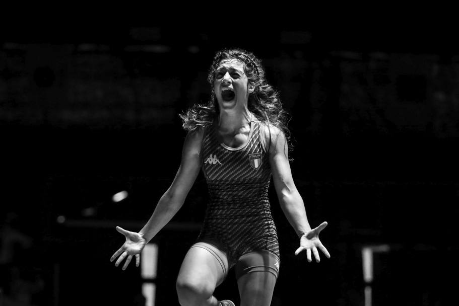 La gioia di Emanuela Liuzzi, bronzo nella categoria -50 kg. Foto    DIFELICENTONIO